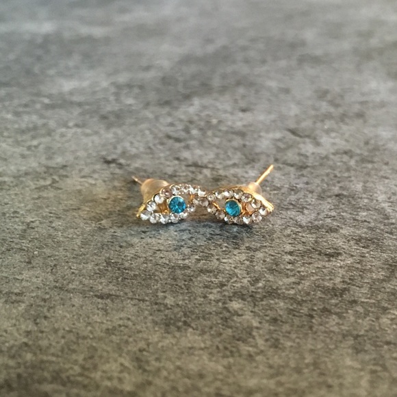 Evil Eye Minimalist Stud Earrings - Picture 4 of 8